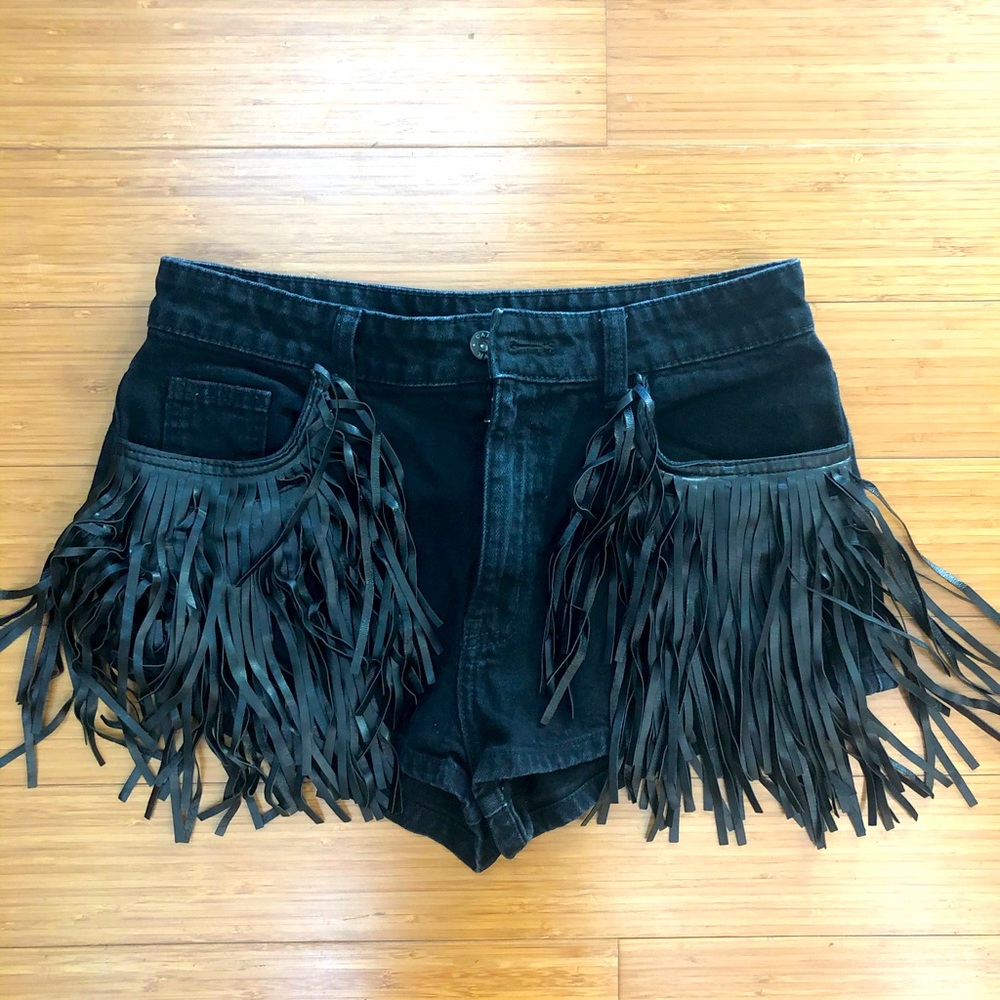 LF Carmar denim fringe shorts
